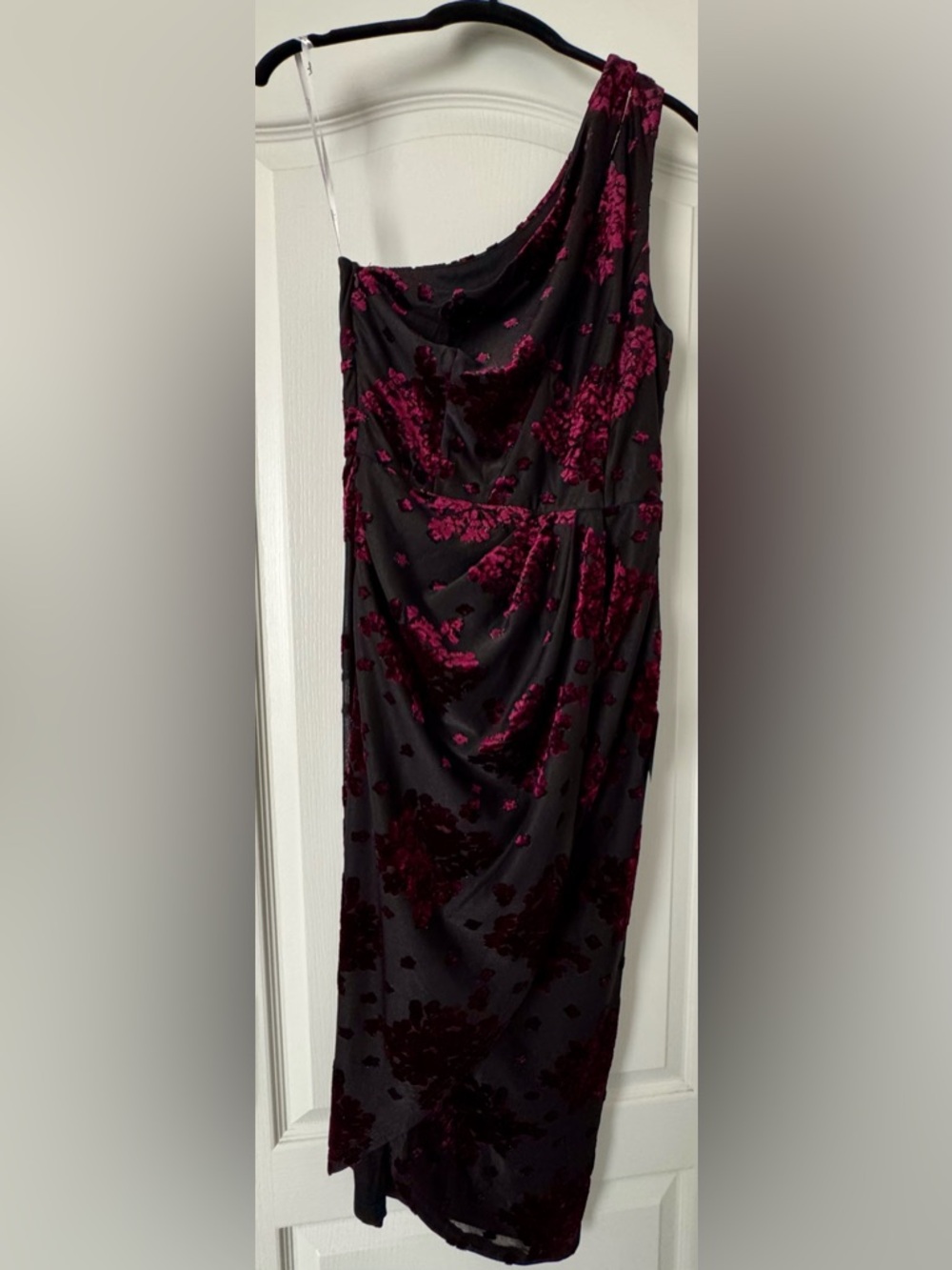 One-Shoulder Black Floral Burnout Midi Dress - NWT - Picture 3 of 9